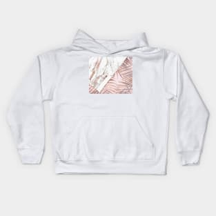 Rose gold marble & tropical ferns Kids Hoodie